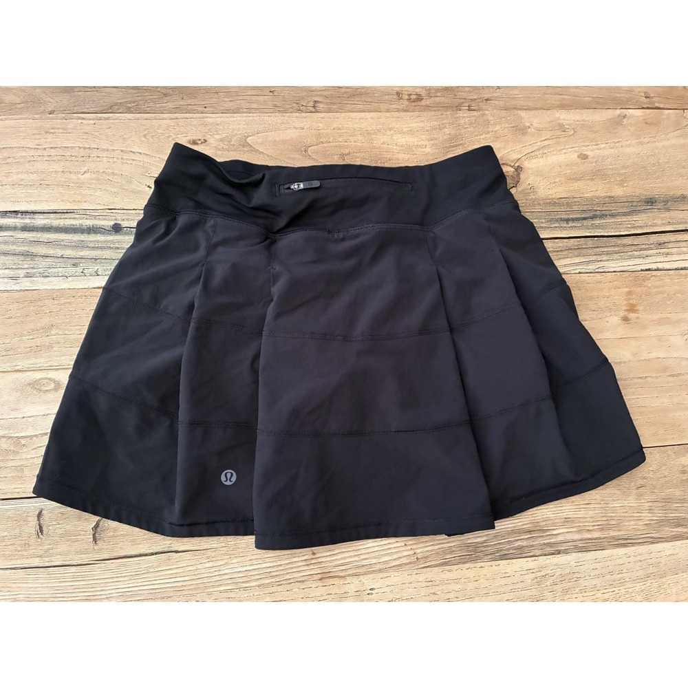 Lululemon Pace Rival Skirt Sz 4 Black Mid Rise Skort Tennis Pickleball Golf - Picture 7 of 8